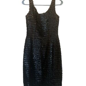 Elegant Black Sequin Vintage Midi Dress